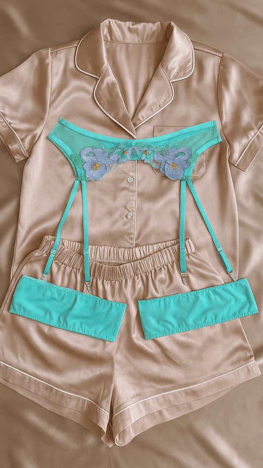 Eden Turquoise Garter - CHAMBRE 535