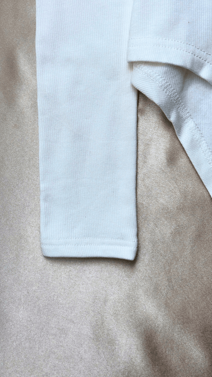Elevated Knit Turtle Long Sleeve White Bodysuit Top - TRÈS FOU OR SOMETHING