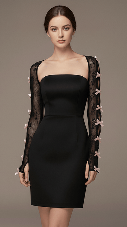 Faux Cardigan Bows Sleeves - CHAMBRE 535