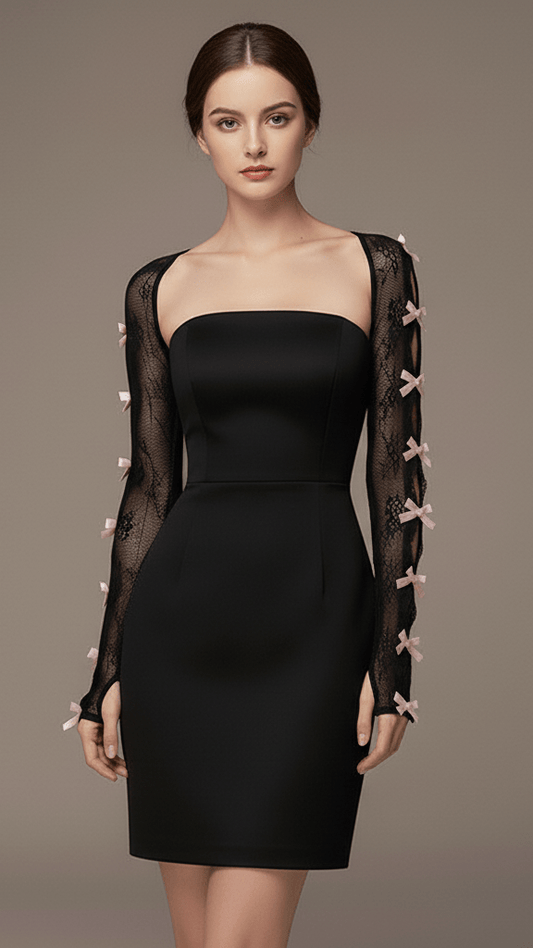 Faux Cardigan Bows Sleeves - CHAMBRE 535