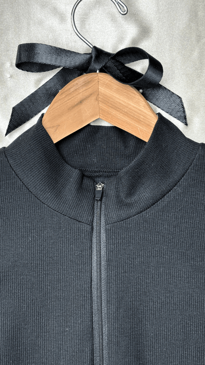 Foundation Frontal Zip Long Sleeve Black Bodysuit Top - TRÈS FOU OR SOMETHING