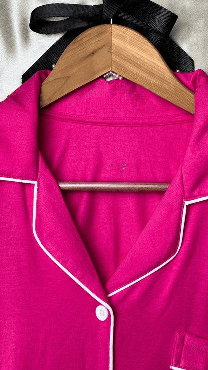 In The Moodal Fushia Pajama Long Sleeve Night Shirt - TRÈS FOU OR SOMETHING