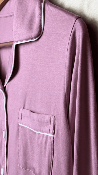 In The Moodal Mauve Pajama Long Sleeve Night Shirt - TRÈS FOU OR SOMETHING