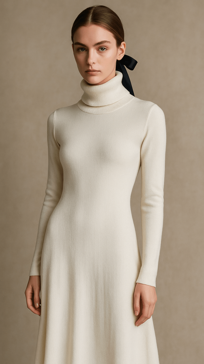 Mermaid Turtleneck Cream Dress - TRÈS FOU OR SOMETHING