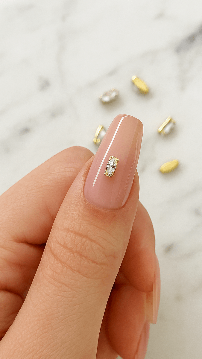 Mini Rectangle Gold Nail Charm - CHAMBRE 535