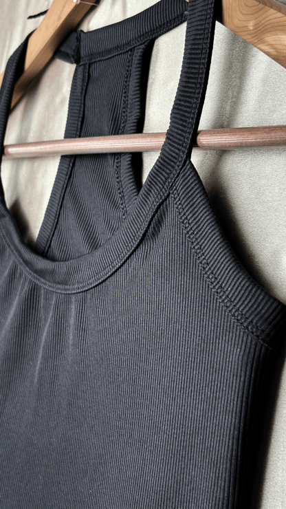 Minimal Racerback Black Tank Top - TRÈS FOU OR SOMETHING