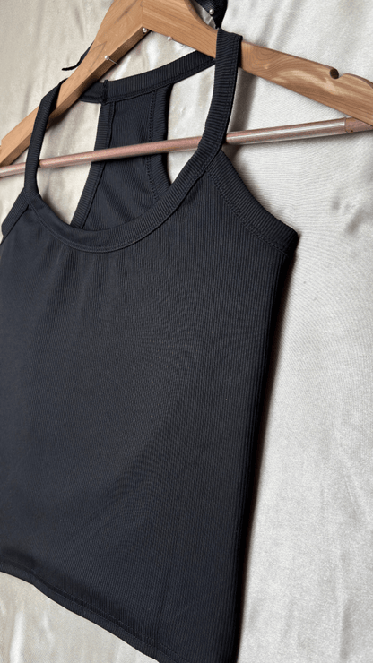 Minimal Racerback Black Tank Top - TRÈS FOU OR SOMETHING