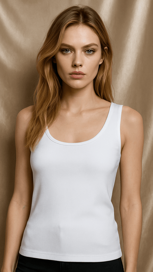 Minimal Scoop Neck White Tank Top - TRÈS FOU OR SOMETHING
