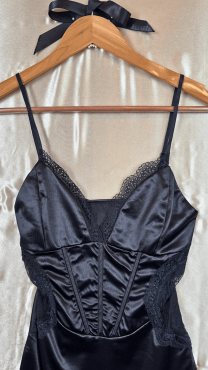 Satin and Lace Mini Dress - TRÈS FOU OR SOMETHING