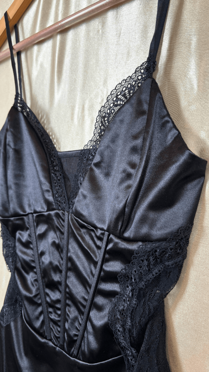 Satin and Lace Mini Dress - TRÈS FOU OR SOMETHING