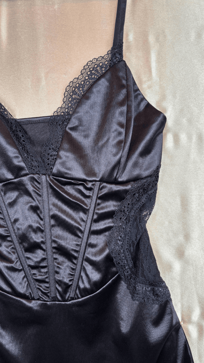 Satin and Lace Mini Dress - TRÈS FOU OR SOMETHING
