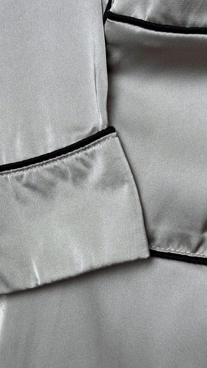 Satin Collared Gray Robe - TRÈS FOU OR SOMETHING