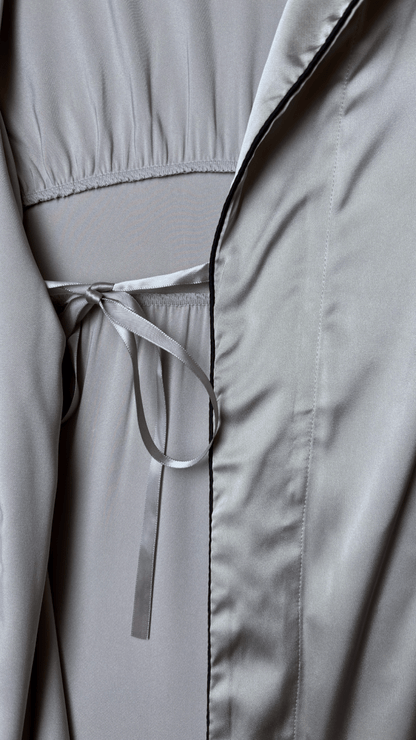 Satin Collared Gray Robe - TRÈS FOU OR SOMETHING