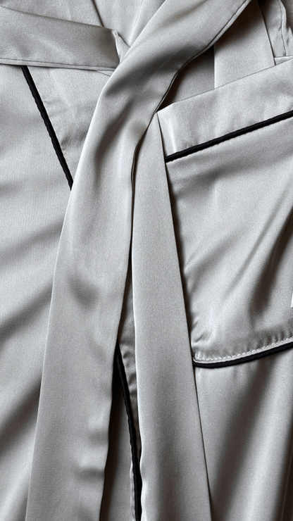 Satin Collared Gray Robe - TRÈS FOU OR SOMETHING