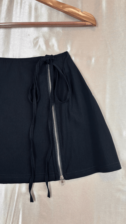 Scorpio Double Zipper Double Bow Ties Mini Skirt - TRÈS FOU OR SOMETHING