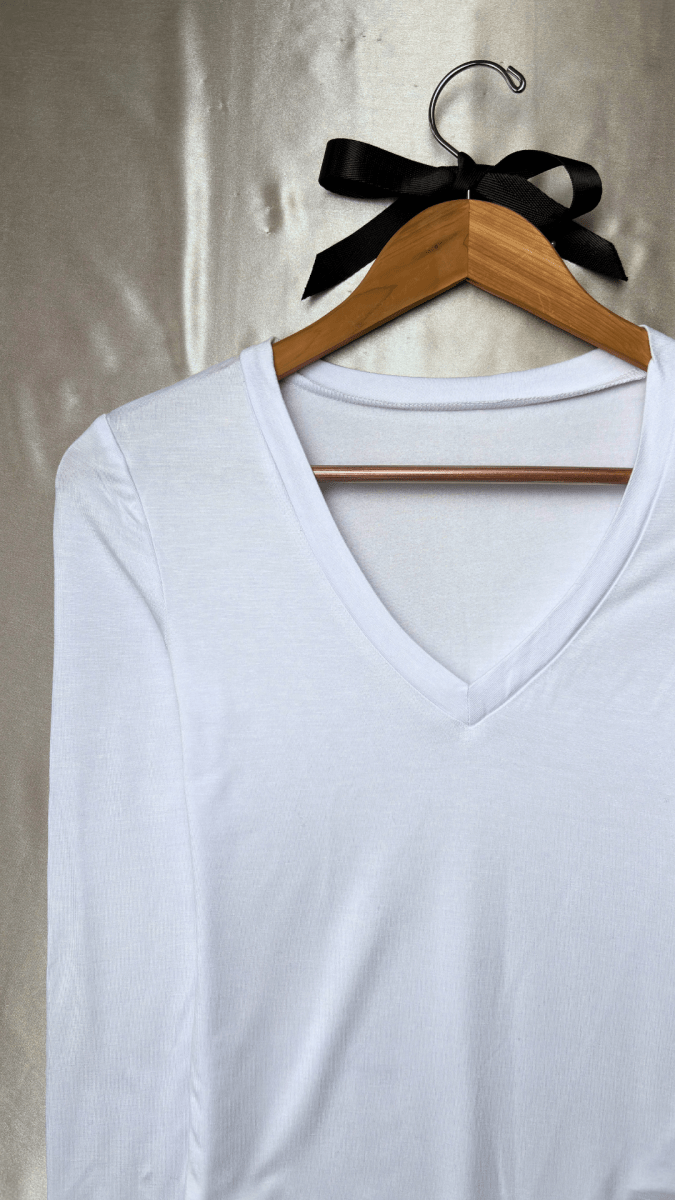 SmoothFlexi Plunge Long Sleeve White Bodysuit - TRÈS FOU OR SOMETHING