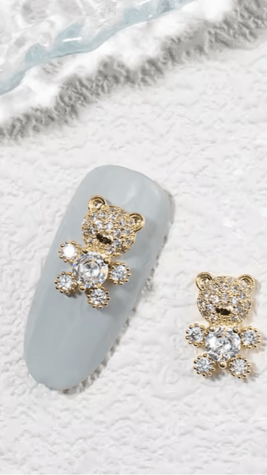 Sparkle Bear Gold Nail Charm - TRÈS FOU OR SOMETHING
