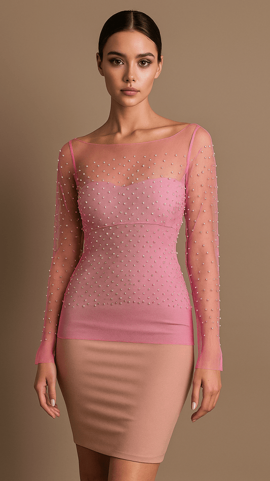 Sparkly Pearly Peek - A - Boo Pink Top - CHAMBRE 535