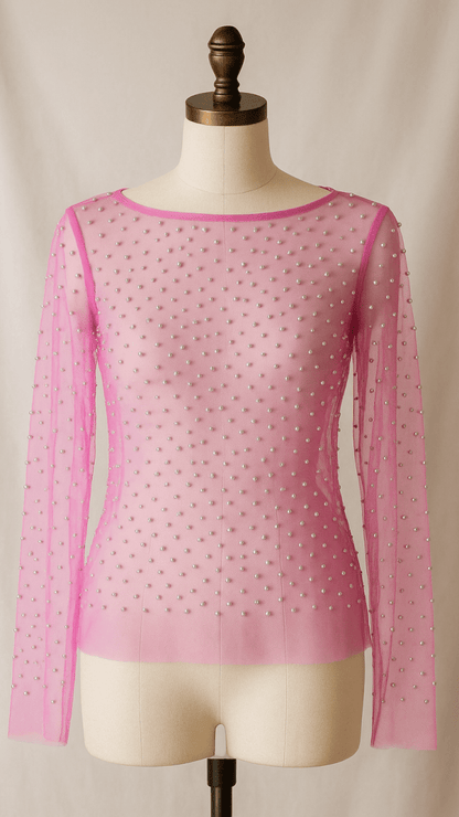 Sparkly Pearly Peek - A - Boo Pink Top - TRÈS FOU OR SOMETHING