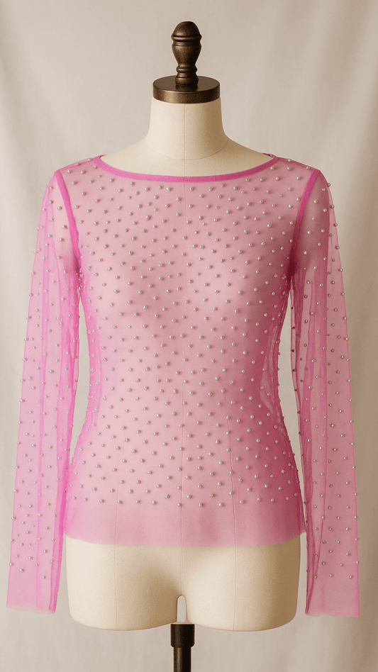 Sparkly Pearly Peek - A - Boo Pink Top - TRÈS FOU OR SOMETHING