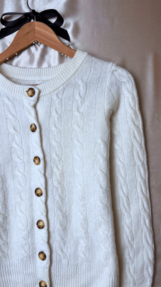 Tortoise Merino Wool Cream Cardigan - TRÈS FOU OR SOMETHING