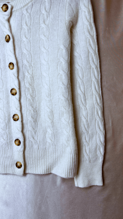 Tortoise Merino Wool Cream Cardigan - TRÈS FOU OR SOMETHING