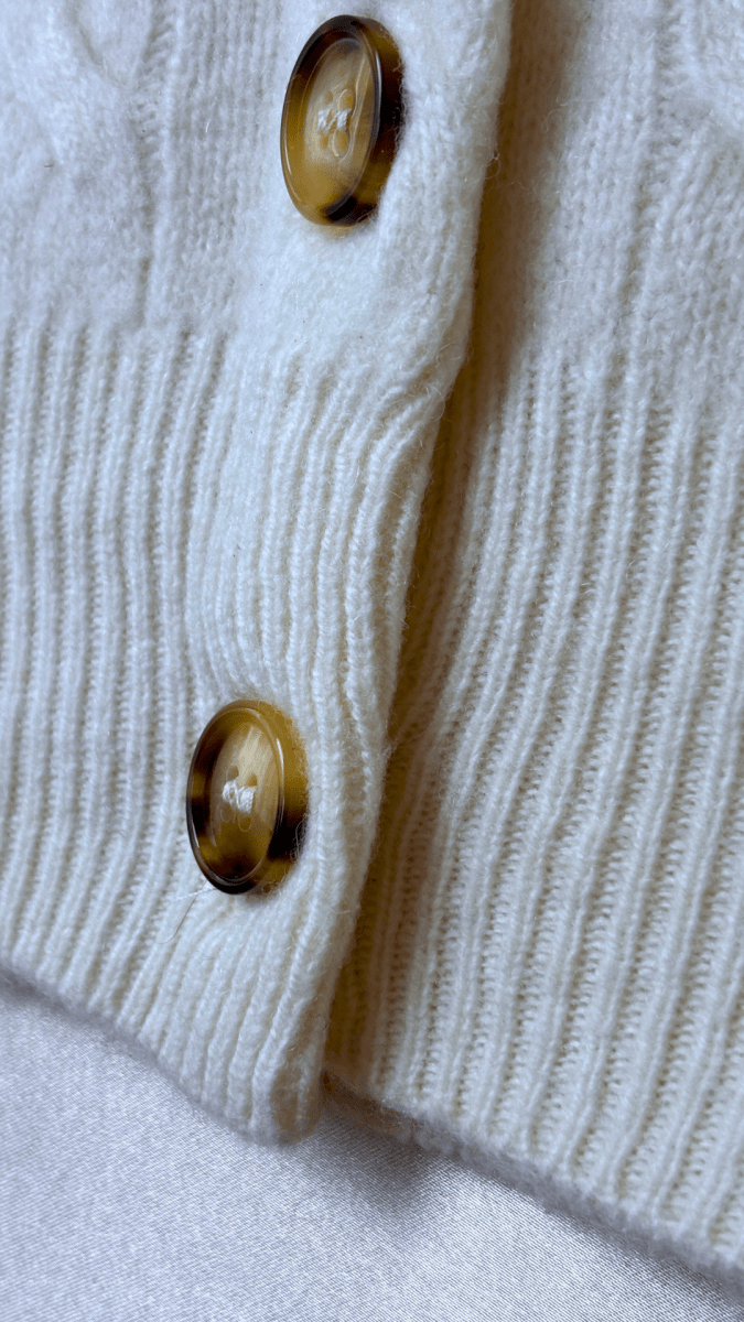 Tortoise Merino Wool Cream Cardigan - TRÈS FOU OR SOMETHING
