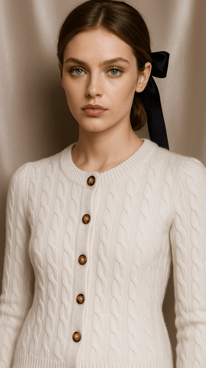 Tortoise Merino Wool Cream Cardigan Top - TRÈS FOU OR SOMETHING