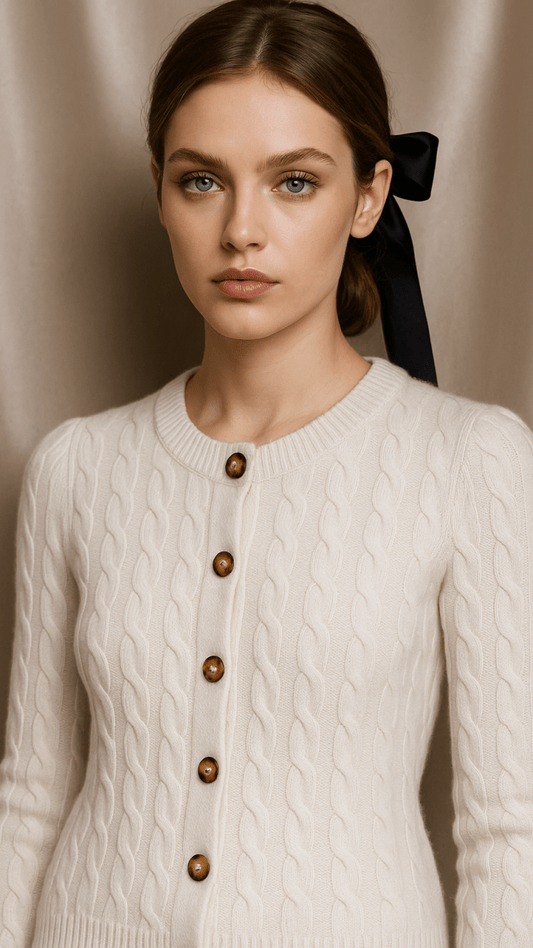 Tortoise Merino Wool Cream Cardigan Top - TRÈS FOU OR SOMETHING