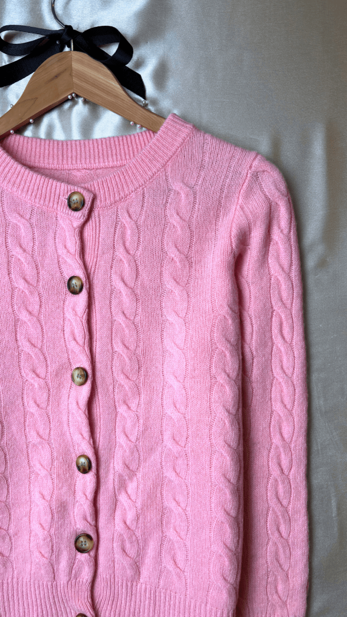 Tortoise Merino Wool Pink Cardigan - TRÈS FOU OR SOMETHING