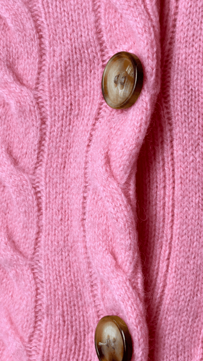 Tortoise Merino Wool Pink Cardigan - TRÈS FOU OR SOMETHING