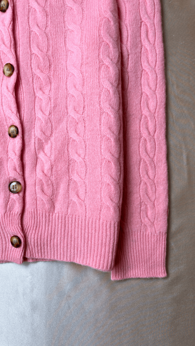Tortoise Merino Wool Pink Cardigan - TRÈS FOU OR SOMETHING