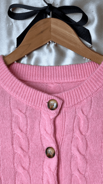 Tortoise Merino Wool Pink Cardigan - TRÈS FOU OR SOMETHING