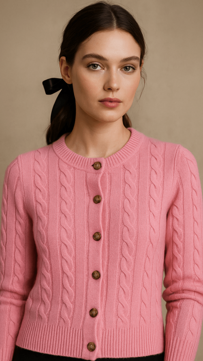 Tortoise Merino Wool Pink Cardigan Top - TRÈS FOU OR SOMETHING