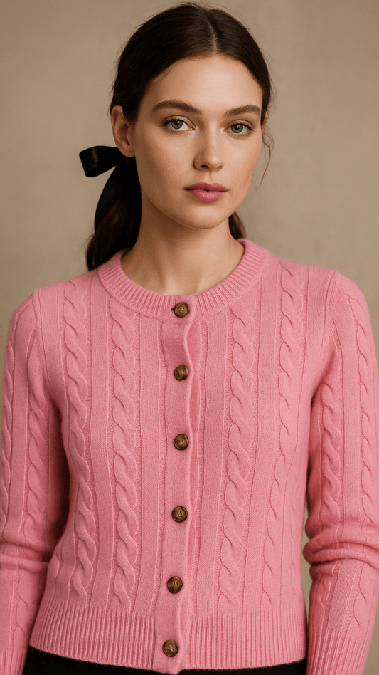 Tortoise Merino Wool Pink Cardigan Top - TRÈS FOU OR SOMETHING