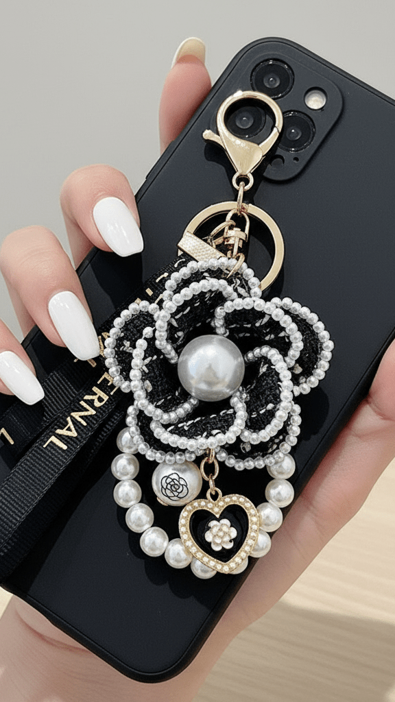 Tweed Pearl Camilia Phone Charm - CHAMBRE 535