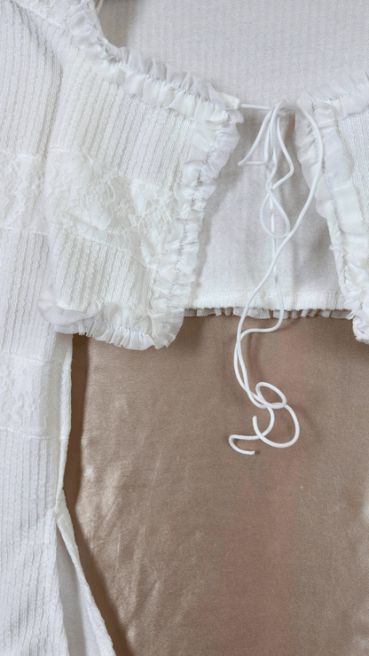 White Ruffles Crop Cardigan Top - TRÈS FOU OR SOMETHING